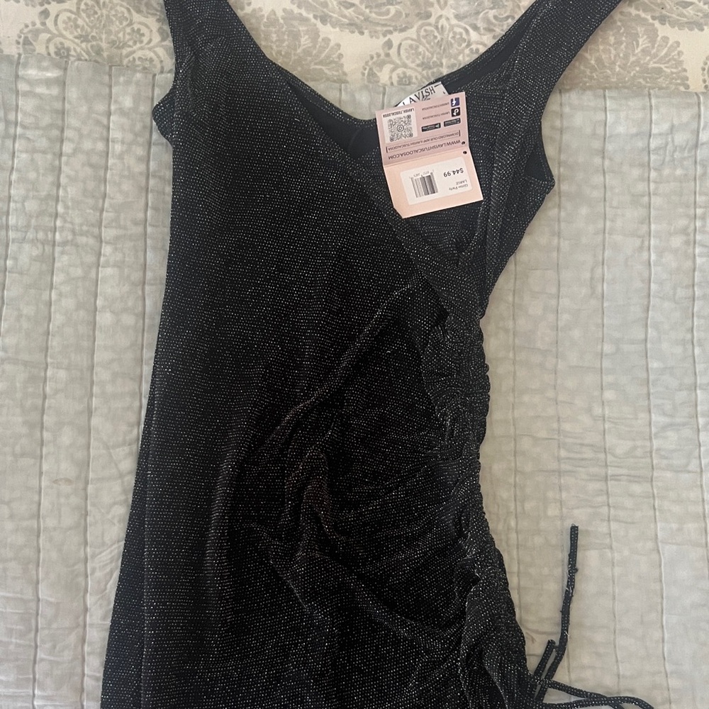 Lavish Black Sparkle Mini Dress